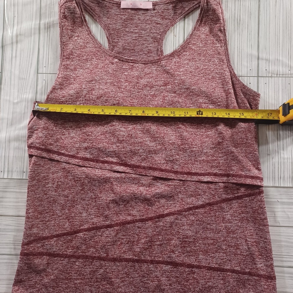 Joymom Nursing Tank Top Burgundy Heather Space Dye Racerback Maternity Athletic